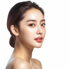 Fototapeta premium Beauty Korean Asian women spa skin healthy on 100% isolate white background.