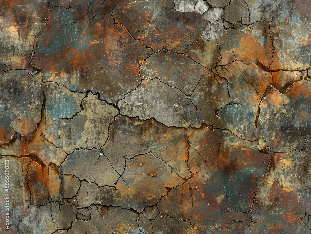 Poster decayed metal texture with rough, uneven rust