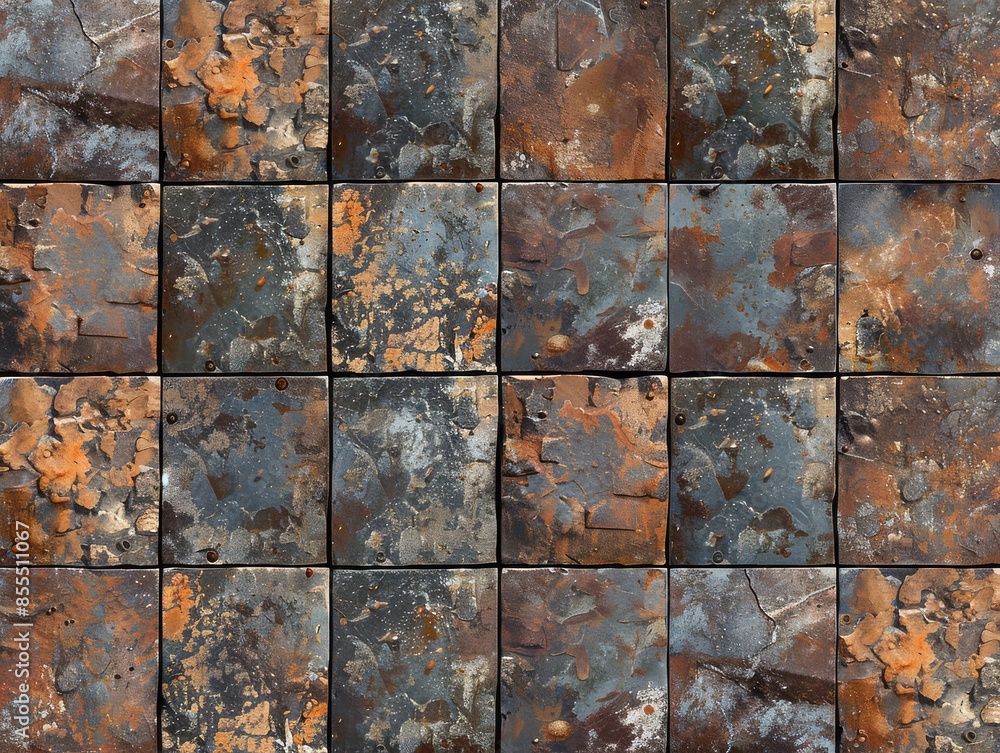 Poster rough and uneven texture of decayed metal with rust