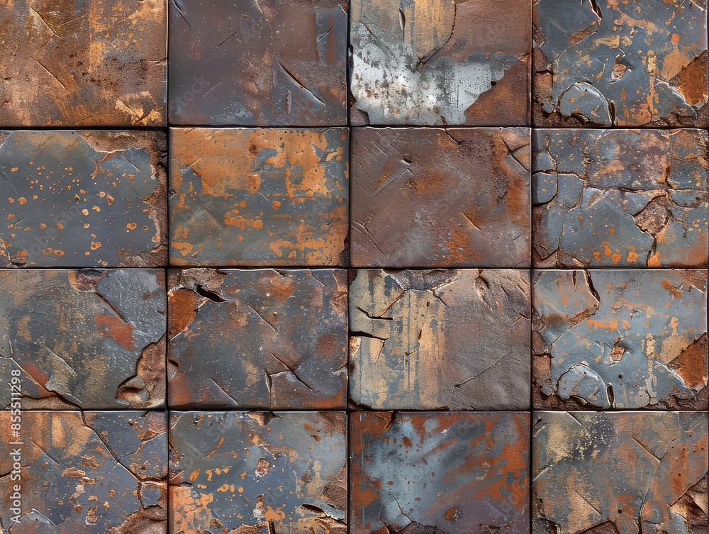 Poster texture of decayed metal with rough and uneven rust