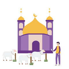 Eid Al Adha mubarak flat design illustration. Muslim holiday vector illustration.