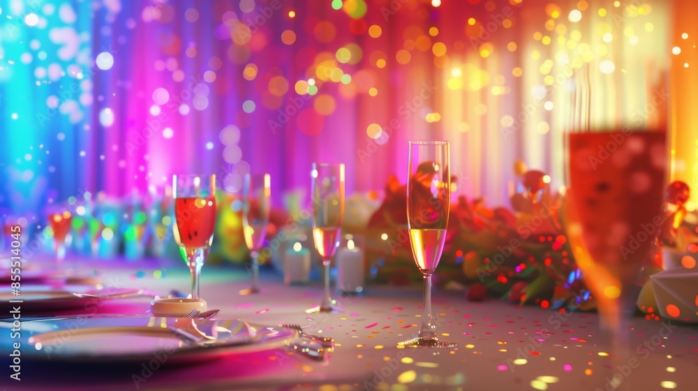 Poster abstract party setting with colorful background adding visual interest and vibrancy