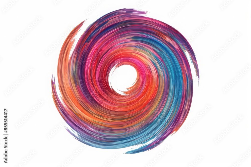Poster vibrant abstract swirl of colorful strokes forming a captivating circular pattern. perfect for backg
