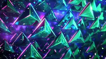 wallpaper modern hypnotic green little triangles patterns neon blue and green, purple, 16:9, background for banners, advertising backgrounds, website backgrounds