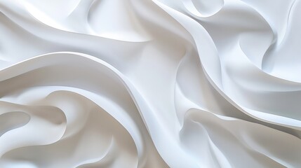 Fototapeta premium Pure white wave forms gracefully intersect a clean backdrop, showcasing a minimalist and sophisticated design