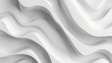 Obraz premium Minimalist wave-like shapes in white seamlessly integrate with a clean background, highlighting fluidity and simplicity