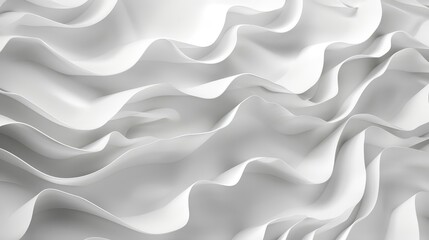 Obraz premium Minimalist wave-like shapes in white seamlessly integrate with a clean background, highlighting fluidity and simplicity