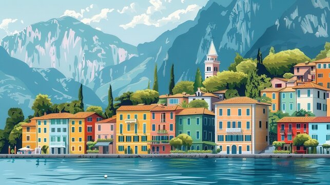 Illustration flat design side view classic water color Complementary Color Scheme