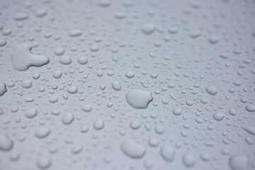 A serene image of water droplets on a smooth surface, capturing a tranquil and peaceful scene