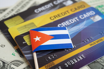 Cuba flag on credit card, finance economy trading shopping online business.