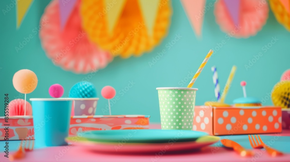 Aufkleber colorful party setting featuring blank area perfect for adding event information