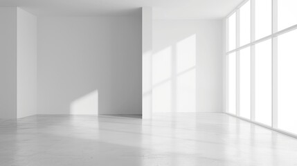 Obraz premium Abstract minimalist design with smooth white architectural forms and large empty spaces