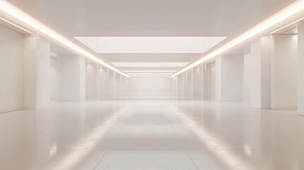 Fototapeta premium Abstract minimalist design with smooth white architectural forms and large empty spaces