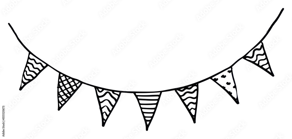 Canvas Prints png divider doodle birthday party flag pattern line celebration.