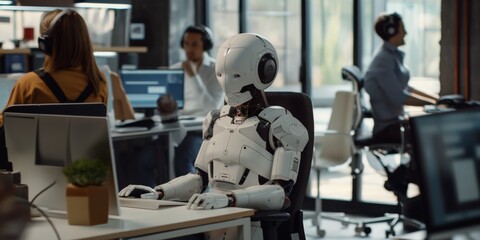 Humanoid robot, revolutionizing productivity in the ai-integrated call center. Automated efficiency