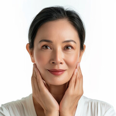 40-45 year old Beauty Russian women spa skin healthy on 100% isolate white background.