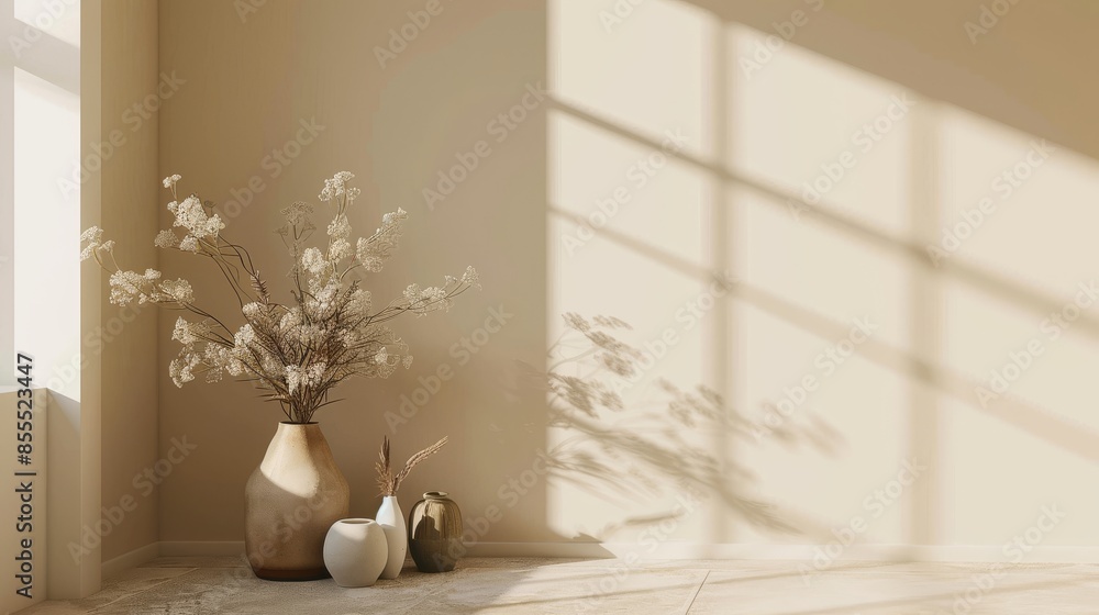 Poster minimalist mockup arrangement with a spacious background for customization.