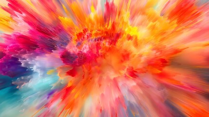 3. Generate a high-definition image capturing the beauty of a radiant and dynamic colorful explosion, emphasizing the brilliance and energy of bursting colors on a clean white canvas