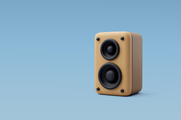 3d Vector Wooden audio speaker, Music, Karaoke, Entertainment equipment concept.