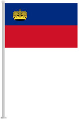 Flag of Liechtenstein with silver pole flat icon isolated on white background.