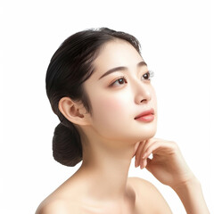 Fototapeta premium Beauty Korean Asian women spa skin healthy on 100% isolate white background.