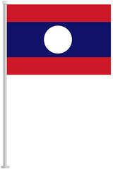 Laos national flag pole icon isolated on white background.