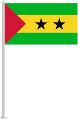 Flag of Sao Tome and Principe with silver pole flat icon isolated on white background.