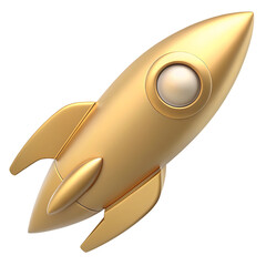 rocket icon gold color in plastic 3d style