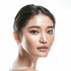 Fototapeta premium Beauty Asian women spa skin healthy on 100% isolate white background.