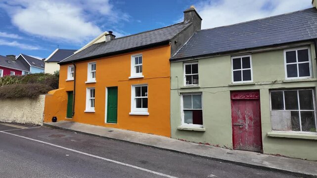 ireland epic locations brightly painted traditional houses Eyeries West Cork Ireland on a summer morning