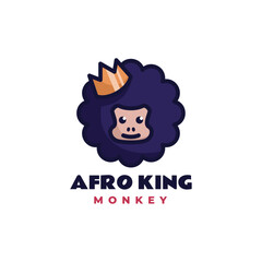 Vector Logo Illustration Monkey Simple Mascot Style.