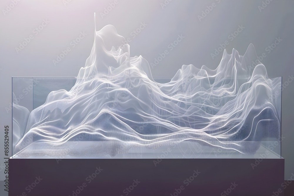 Poster ethereal sound waves abstract digital rendering of fluid curves and movement