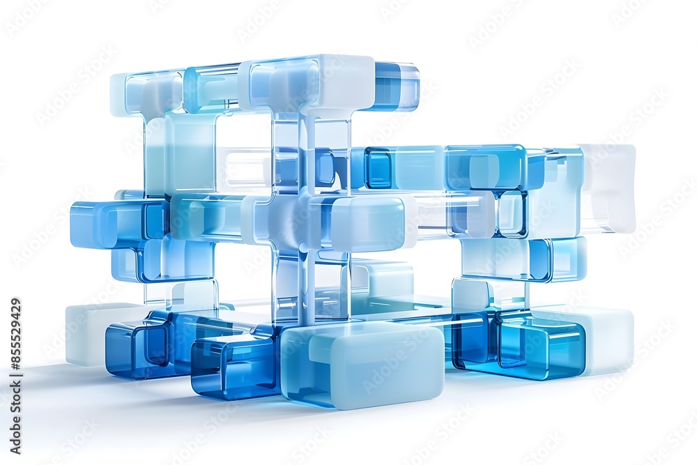 Poster minimalist of api into infrastructure with blue gradient accents