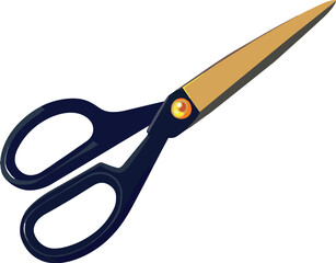 Pair of scissors lying open with blades separated