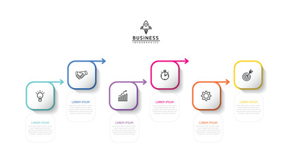 Vector infographic business presentation template connected with 6 options