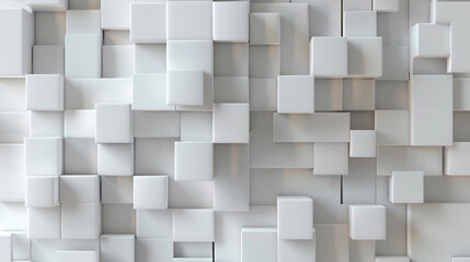 abstract 3d square white technology communication concept background. Random shifted white cube square boxes block background wallpaper banner with copy space.	
