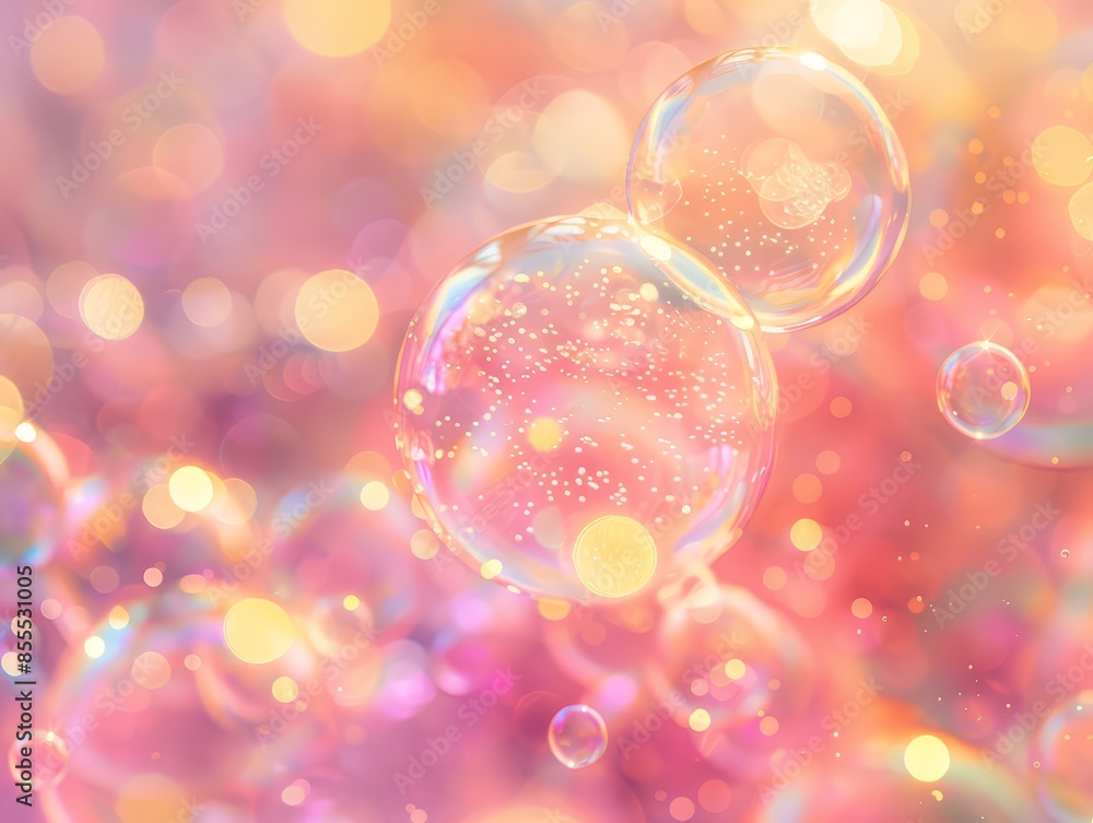 Poster abstract background with colorful bubbles and glowing lights in blur