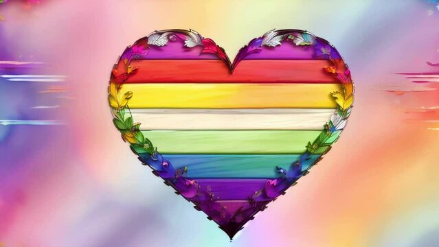 Heart pride rainbow flag gay month love graphic. Heart pride rainbow happy background day community art logo symbol lgbtqia post queer poster groovy slogan progress banner retro square