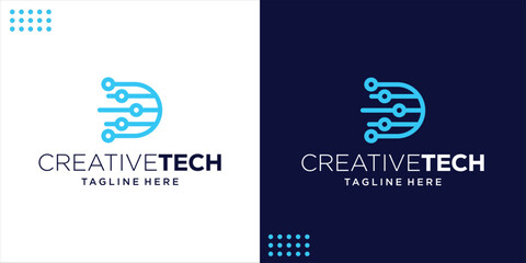 Technology Letter D logo design template illustration, Design Inspiration, Vector