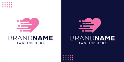 Creative Love Heart Logo With Fast Speed ​​Effect, Design Inspiration, Illustration, Vector © Berkah