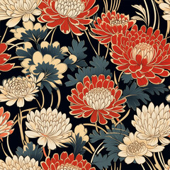 Repeating floral pattern for wallpaper or fabric design, wrapping