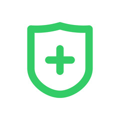 shield with plus icon vector flat style health protection symbol