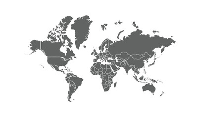 World map isolated on white background. for website layouts, background, education, precise, customizable, Travel worldwide, map silhouette backdrop, earth geography, political, reports.