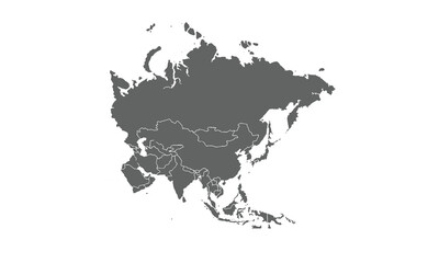 Asia map isolated on white background. for website layouts, background, education, precise, customizable, Travel worldwide, map silhouette backdrop, earth geography, political, reports.