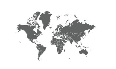 World map isolated on white background. for website layouts, background, education, precise, customizable, Travel worldwide, map silhouette backdrop, earth geography, political, reports.