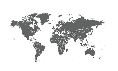World map isolated on white background. for website layouts, background, education, precise, customizable, Travel worldwide, map silhouette backdrop, earth geography, political, reports.