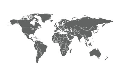 Fototapeta premium World map isolated on white background. for website layouts, background, education, precise, customizable, Travel worldwide, map silhouette backdrop, earth geography, political, reports.