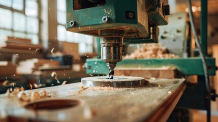 Close-up of a working drilling machine