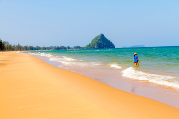 Woman walk relax at beach Bang Boet