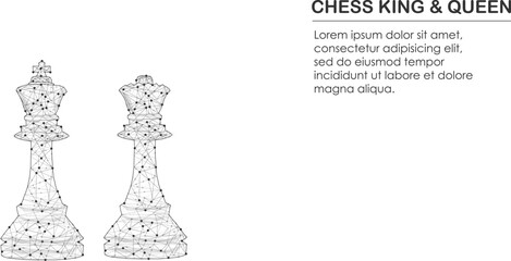 Chess king and queen for chessboard, competitive using brainstorm on isolated white